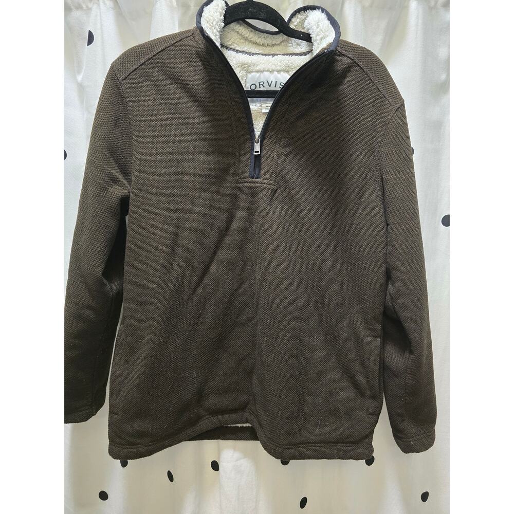 Orvis‎ thick brown sherpa pull over jacket size medium